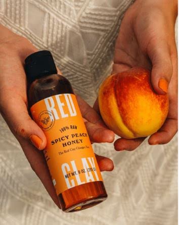 Red Clay – Miel caliente de melocotón picante y miel picante con caja de regalo, 100% pura miel de flores silvestres cruda, de origen sostenible,