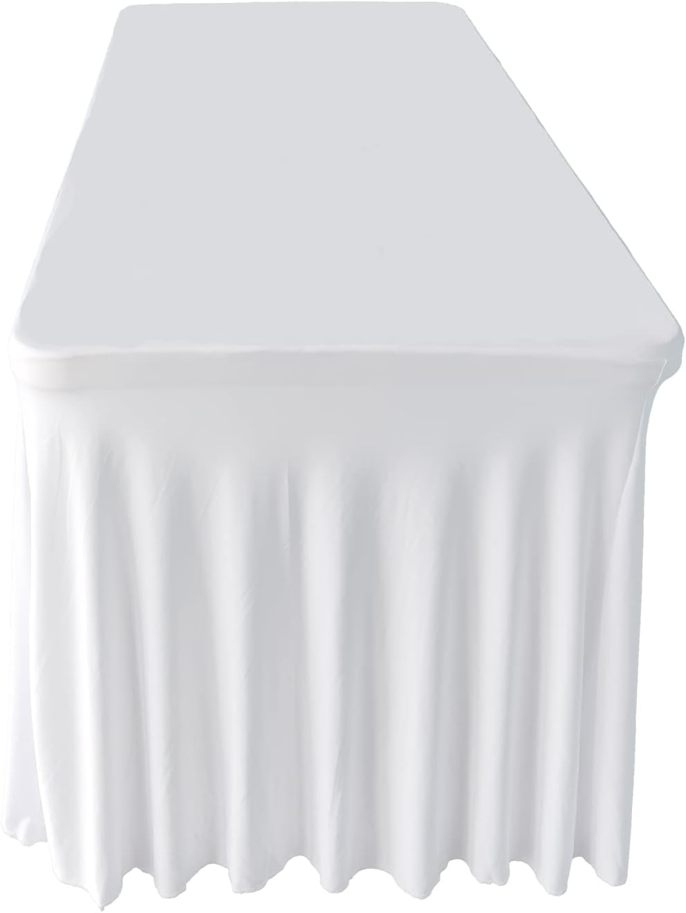 Mantel de elastano blanco de 6 pies para mesa rectangular de 72 pulgadas de largo x 30 pulgadas de ancho x 30 pulgadas de alto