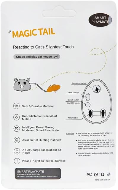 Vealind Juguetes interactivos para gatos con cola de plumas, juguete recargable por USB, movimiento automático para gatos de interior, caza y