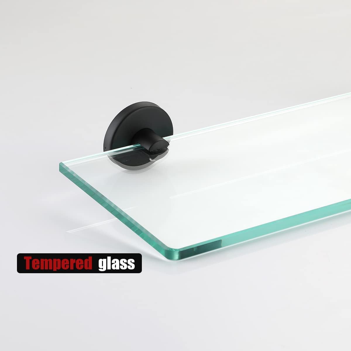 JQK TGS101L20-PB – Estante de vidrio templado para ducha de 20 x 5 pulgadas, acero inoxidable 304 negro mate, TGS101L20-PB