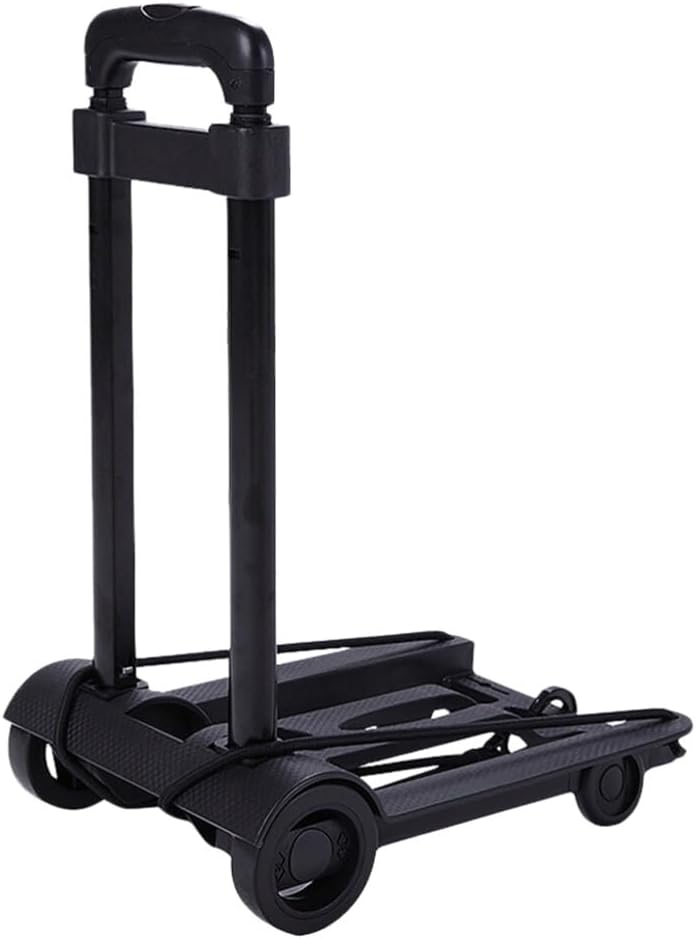 SOLUSTRE Carrito de compras plegable para comestibles, negro, 4 ruedas, material de hierro duradero, fácil de transportar y almacenar, ideal para