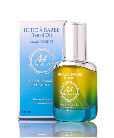MASSALIYA ACEITE DE BARBA.Hecho en Francia. Crecimiento de barba, bigote y cabello.Cuidado de la piel, hidratación, protección.Argán, Jojoba, aceite