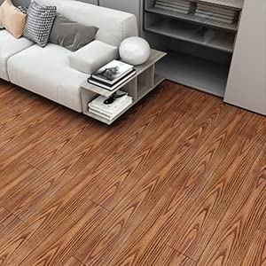 YENHOME 15 azulejos de vinilo de madera de nogal para despegar y pegar, paneles de pared de madera para paredes, azulejos de suelo para baño,