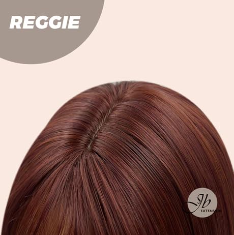 REGGIE – Peluca de color rojo oscuro con flequillo completo, lacio, natural, sin pegamento, pelucas rectas para mujeres, pelucas sintéticas