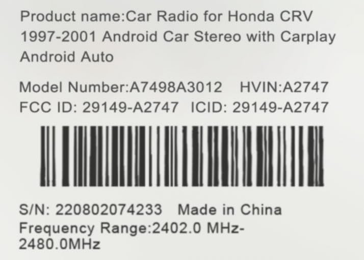 Radio de coche para Honda CRV 1997-2001 Android estéreo de coche con Carplay Android Auto, pantalla táctil de 9 pulgadas, estéreo de coche,