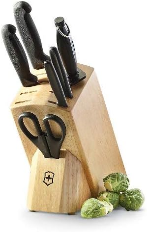 Juego de 7 cuchillos con bloque de madera Victorinox, con mangos de palisandro, Negro