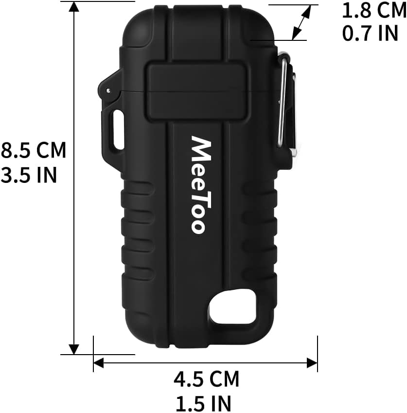 MeeToo Encendedor eléctrico de arco recargable USB tipo C, de plasma, impermeable, resistente al viento, con silbato de emergencia de supervivencia