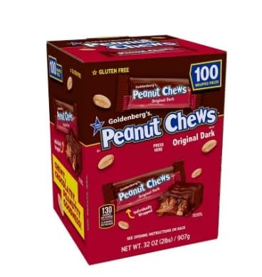 Goldenberg’s Peanut Chews – Alimentador de gravedad original de chocolate negro (100 ct.) – 2 libras.