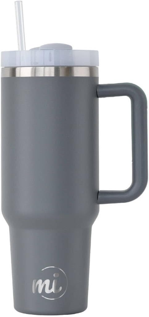 Mi MODERN INFLUENCE 2024 – Vaso térmico de 40 onzas con asa y tapa con popote, vaso de viaje con asa y popote para portavasos de automóvil, vaso