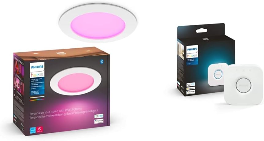 Philips Hue Downlight delgado de 6 pulgadas, luz inteligente LED blanca y de color (compatible con Bluetooth), control de voz con Alexa, Apple