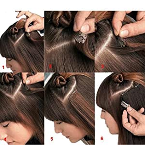 Extensiones de cabello humano con clip, 7 piezas, 2.4onzas, 15, 18, 20, 22 pulgadas, sedoso y liso, con tramas, sin costuras, para extensiones de