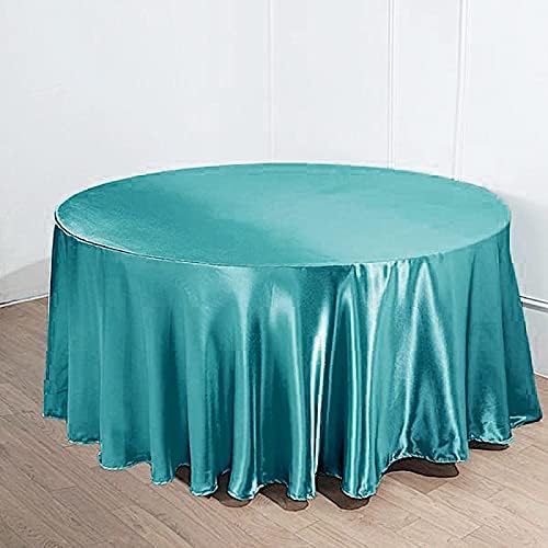 BalsaCircle Mantel redondo de satén turquesa de 120 pulgadas para bodas, fiestas, recepciones, eventos, cocina, comedor