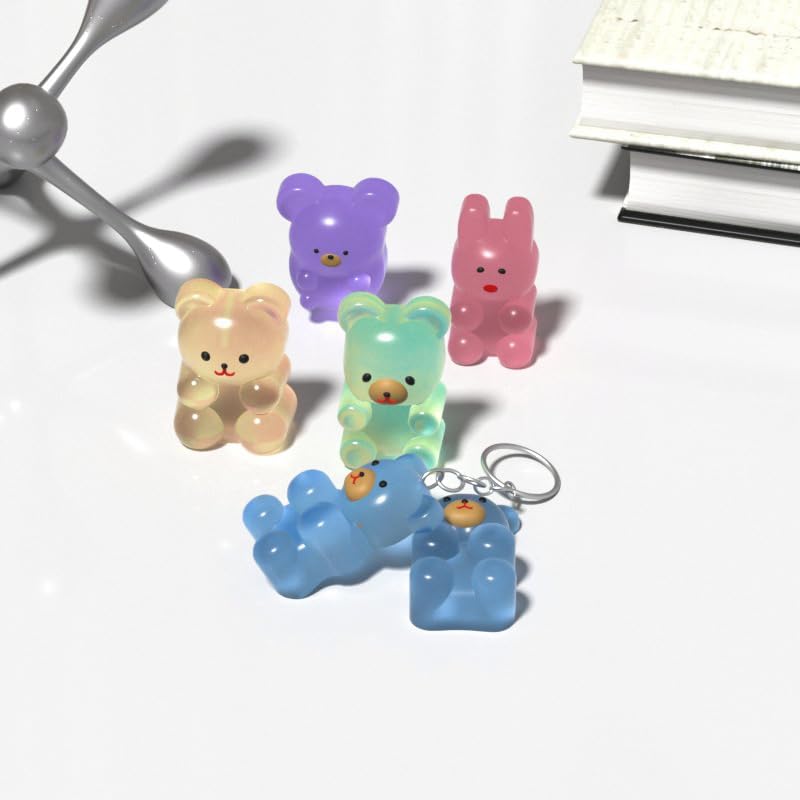 XYQHOAC 9 piezas de molde de silicona para llavero de oso, moldes de resina para llavero 3D, juego de moldes de resina epoxi con agujero, moldes de