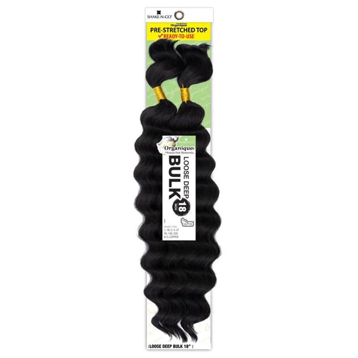 Shake-N-Go – Trenzas de cabello humano orgánico Mastermix, sueltas, profundas, a granel de 18 pulgadas (color 613)