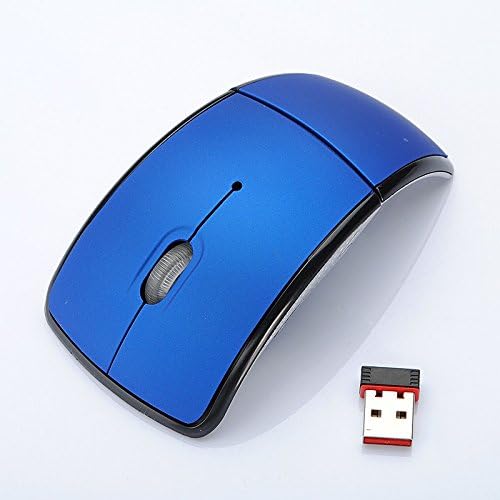 Ratón inalámbrico plegable 2.4GHz para el ratón de la computadora de la PC Ratones plegables plegables USB 2.0 receptor para PC portátil azul