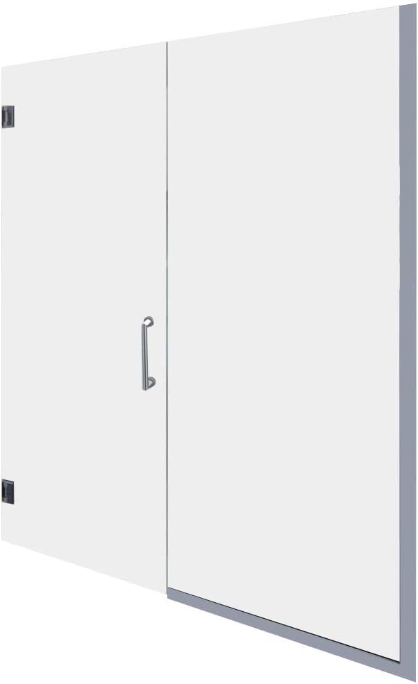 Miseno MSDF5876-SWING – Puerta de ducha sin marco con bisagras de 76 pulgadas de alto x 58 pulgadas de ancho con vidrio transparente, níquel