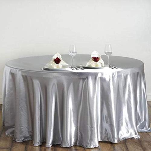 BalsaCircle Mantel redondo de satén plateado de 120 pulgadas para mesa de boda, fiesta, recepción, eventos, cocina, comedor