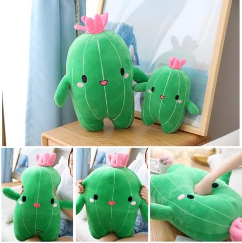 Juguete de peluche de cactus con cara sonriente, súper lindo, almohada de felpa suave de cactus, decoración creativa de plantas de cactus, gran