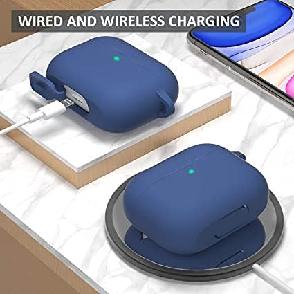 Funda de silicona para Airpods Pro con 2 pares de fundas para las orejas, funda suave de primera calidad, a prueba de golpes con llavero para