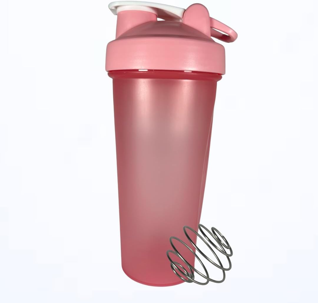 Vaso Shaker 20oz con bola licuadora y tapa (rosa)