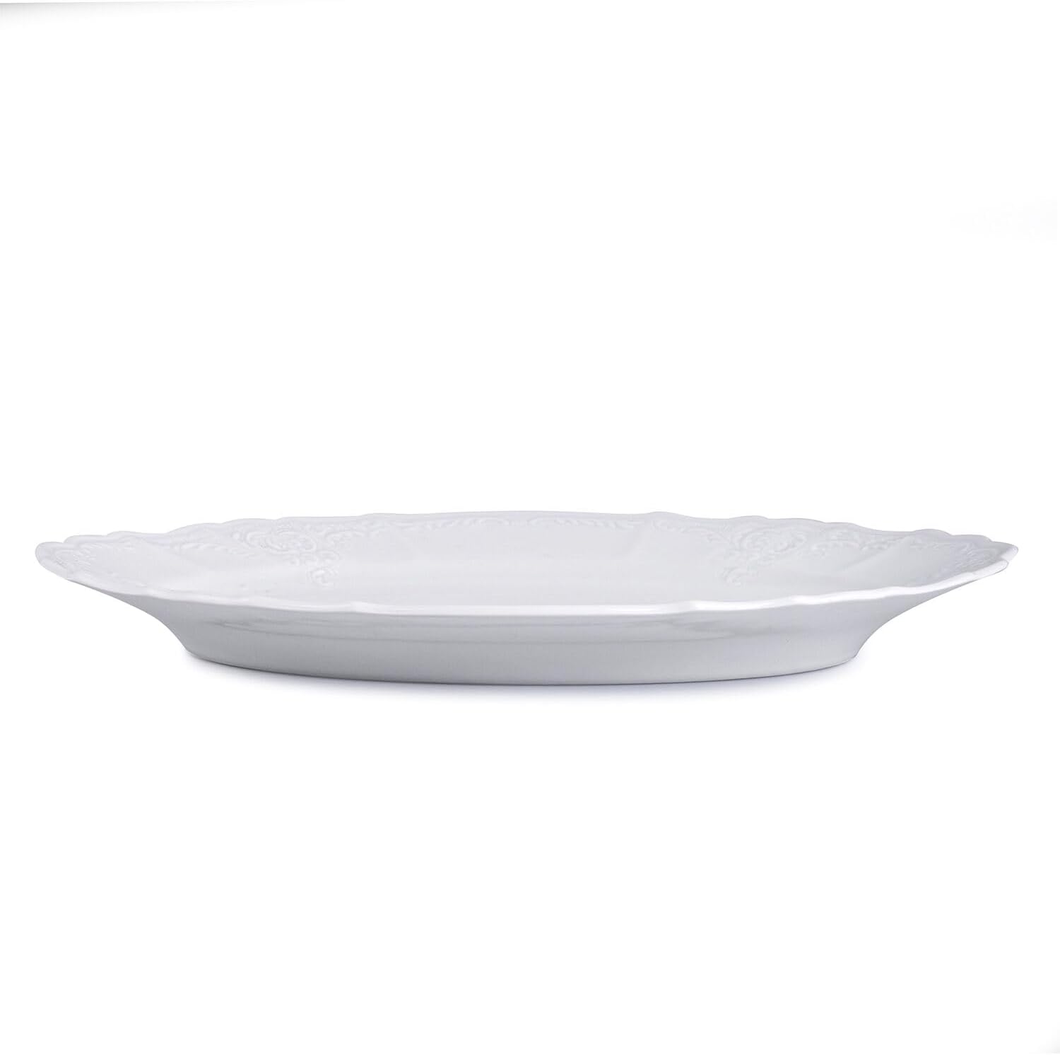 STP GOODS Plato ovalado Bernadotte de porcelana bohemia ovalada para pescado (color blanco) Plato de cena de porcelana blanca de 10.2 pulgadas para