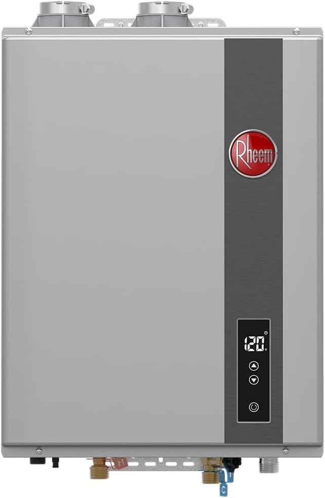 Rheem RRTGH84DVLP3701172 Rheem RTGH Series 8.4 GPM 157,000 BTU 120 voltios residencial de propano líquido sin tanque calentador de agua de acero