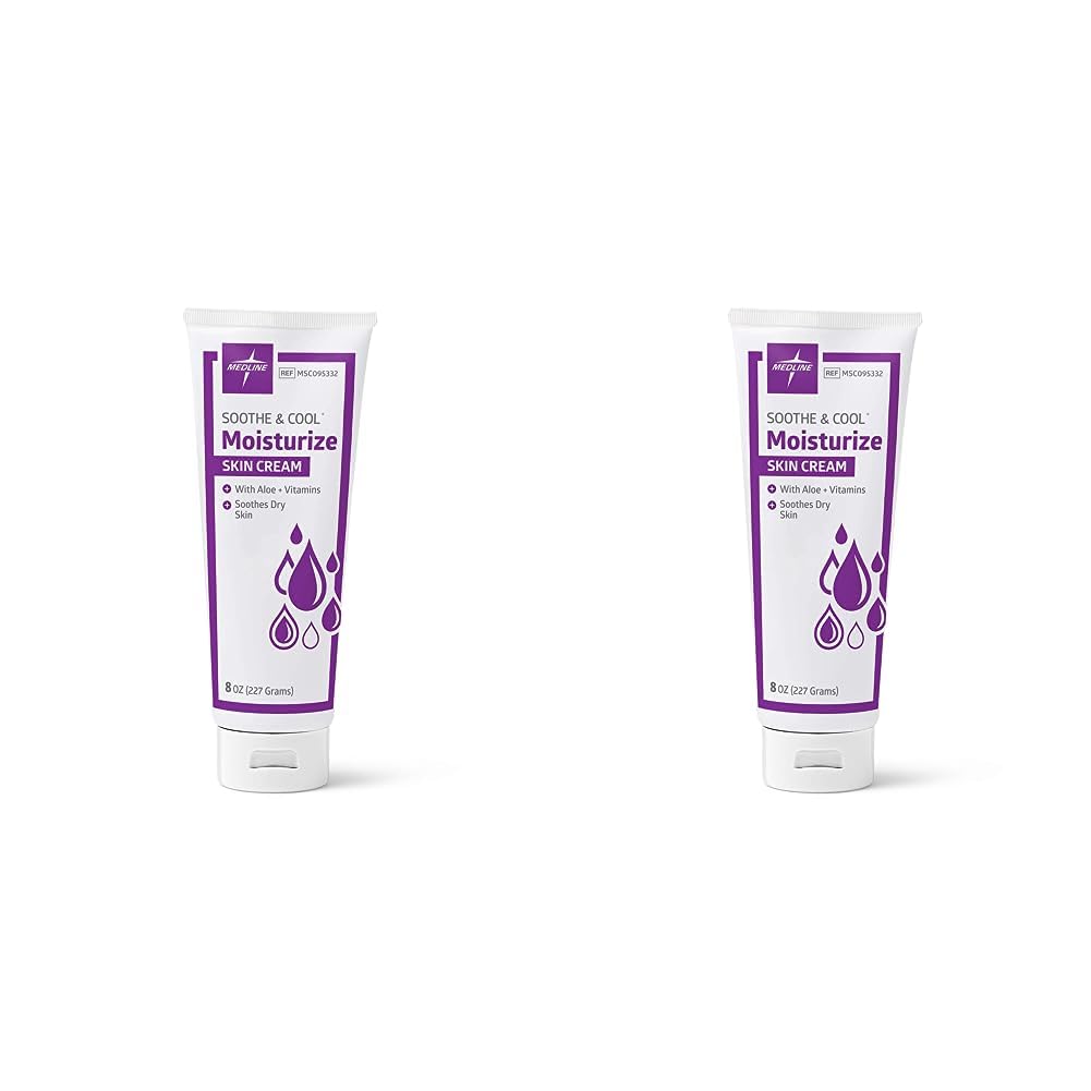 Medline Crema hidratante calmante y fresca, con aloe y vitamina E, perfumada, tubo de 8 onzas (paquete de 2)