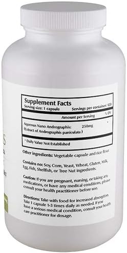 Nano Andrographis – Cápsulas vegetales de 500 mg (120 porciones), extracto de Andrographis paniculata, nano para absorción superior, apoya el