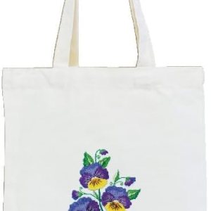 Kit de bolsas bordadas estampadas para bricolaje, diseño de flores de pensamiento, con aros de patrón, hilos de costura, arte de costura, bolsa de Kit de bolsas bordadas estampadas para bricolaje, diseño de flores de pensamiento, con aros de patrón, hilos de costura, arte de costura, bolsa de