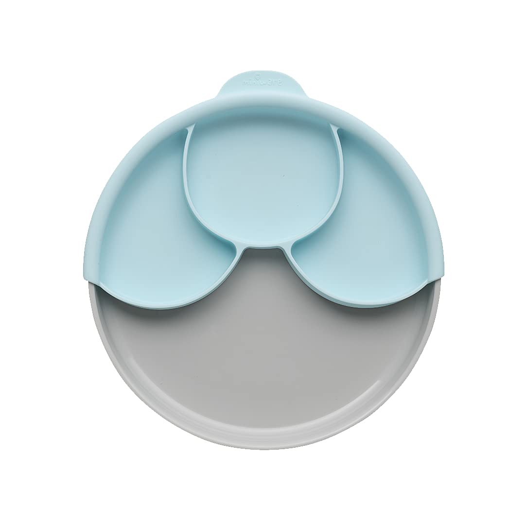 Miniware Juego de comida saludable con plato sándwich, divisor y pie de succión desmontable para bebés y niños pequeños, promueve la