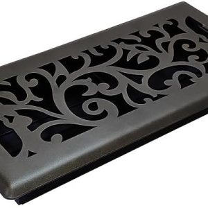 Sierra Grates Registro de piso de diseño floral de 4 x 10 pulgadas en acabado de bronce metálico, cubiertas de ventilación para piso del hogar, Sierra Grates Registro de piso de diseño floral de 4 x 10 pulgadas en acabado de bronce metálico, cubiertas de ventilación para piso del hogar,
