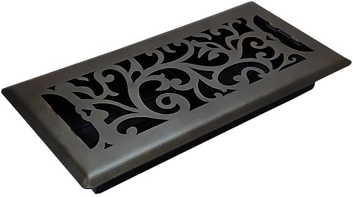 Sierra Grates Registro de piso de diseño floral de 4 x 10 pulgadas en acabado de bronce metálico, cubiertas de ventilación para piso del hogar,
