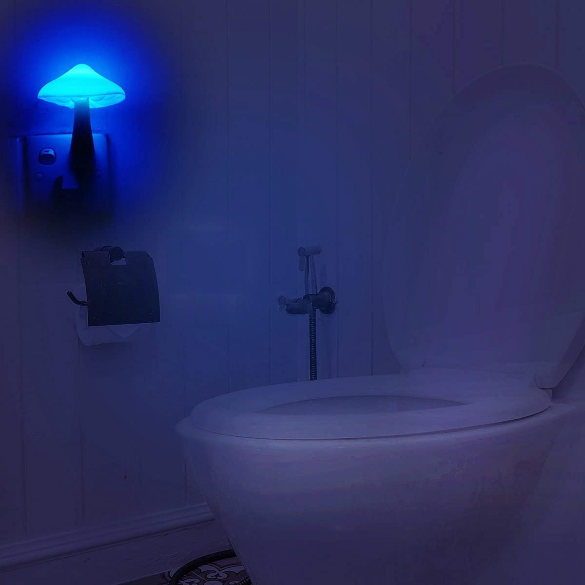 Luz nocturna LED azul, luz nocturna enchufable, luces nocturnas del atardecer al amanecer, para niños, adultos, dormitorio, baño, baño, escaleras,