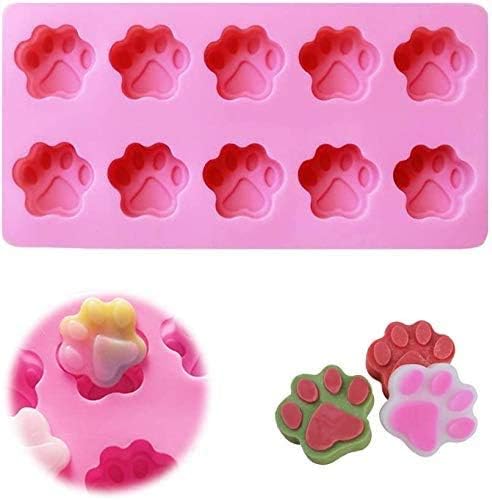 Molde de silicona para hornear, 2 bandejas reutilizables para cubitos de hielo en forma de pata de gato y hueso, moldes de silicona para dulces,