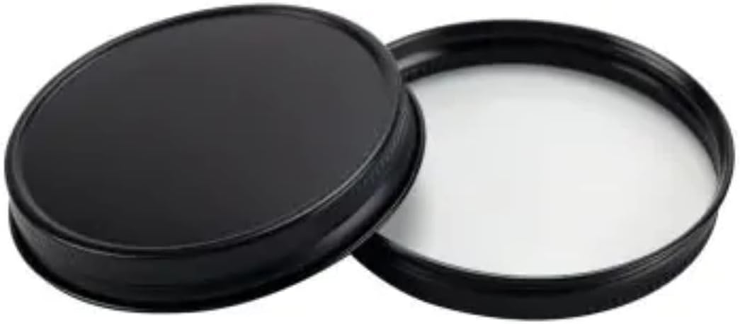 Tapa de rosca continua de metal negro brillante 70-400 con forro de espuma F217 (120 unidades, diez docenas) para tarros de velas, tarros de