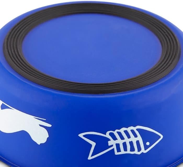 Harmony Fish Lover’s – Cuenco de acero inoxidable antideslizante para gatos, 1 taza