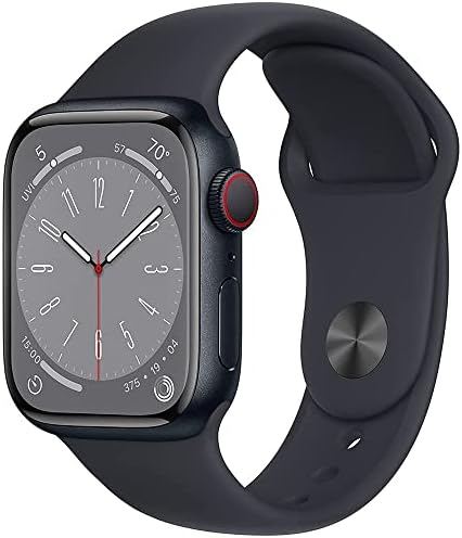 Apple Watch Series 8 – Reloj inteligente con caja de aluminio de color negro (Midnight) y correa deportiva de color negro (Midnight), SM (renovado)