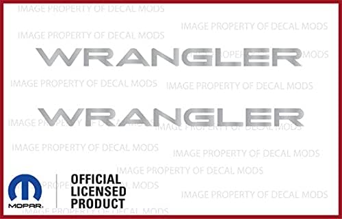 Decal Mods Fender Wrangler – Logotipo lateral pequeño para Jeep Wrangler TJ (1997-2006) (juego de 2) SJ3Y2 plateado metálico
