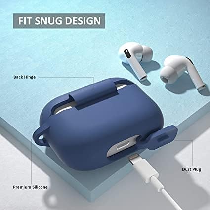 Funda de silicona para Airpods Pro con 2 pares de fundas para las orejas, funda suave de primera calidad, a prueba de golpes con llavero para
