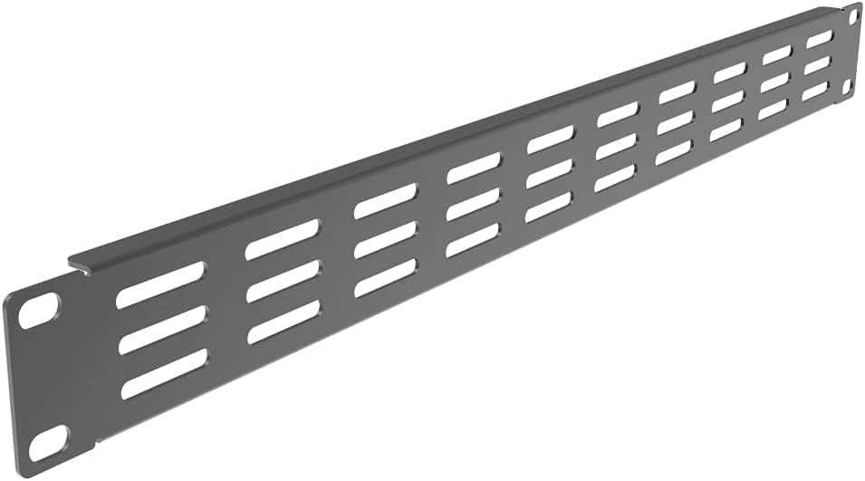 Paquete de 2 paneles en blanco ventilados de metal de 1U para rack o gabinete de servidores de 19 pulgadas, negro (1U)