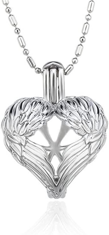 Colgantes de jaula de alas de ángel para fabricación de joyas de perlas, chapados en plata, diseño de jaulas de perlas para regalo adorable, Metal