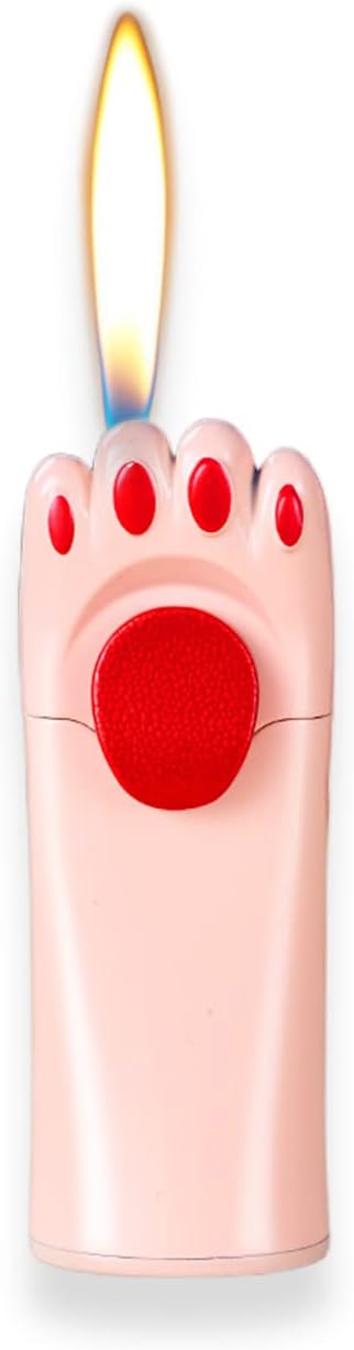 MYCHUS Encendedor resistente al viento, fresco, bonito diseño de pata de gato, rellenable, ajustable, encendedor de butano, regalo para hombres (sin