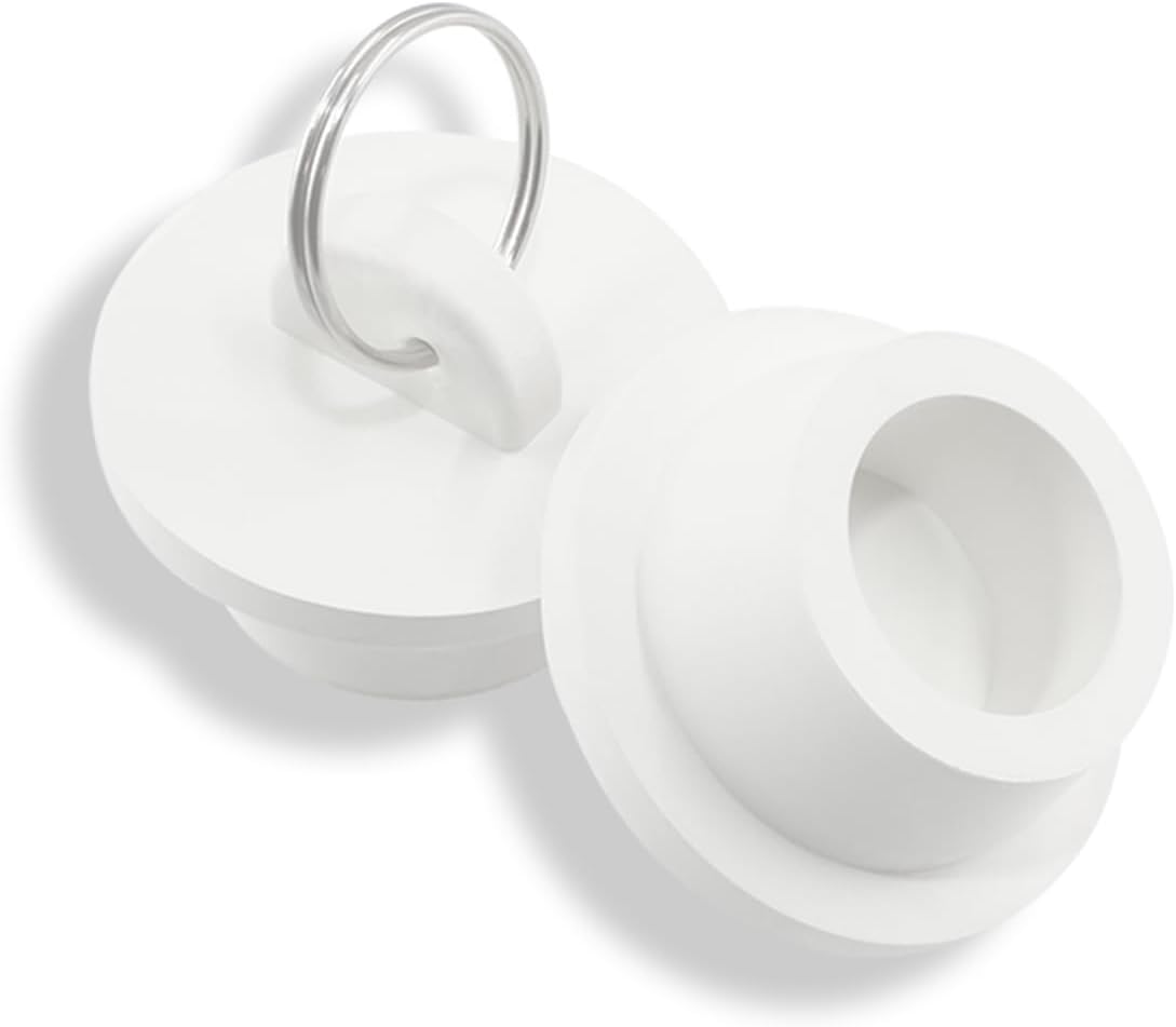 LifCratms 2 tapones de drenaje de goma blanca, tapón de drenaje de goma de 1-18 pulgadas, tapón de drenaje con anillo para colgar para cocina,