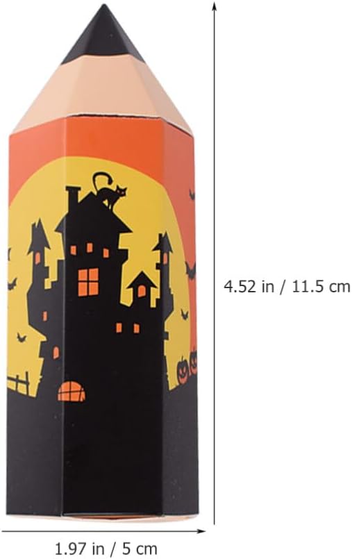 Suministros de fiesta, 50 unidades de Halloween con forma de lápiz, caja de regalo de dulces, cajas de golosinas para dulces, contenedor para
