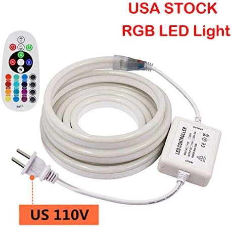 Cinta de luz de neón RGB de 24 teclas, lámpara de luz nocturna flexible LED de neón (33 pies)