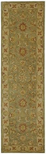 SAFAVIEH Antiquity Collection AT313A – Alfombra de pasillo de lana tradicional oriental de primera calidad, 2 pies 3 pulgadas x 14 pies, color verde