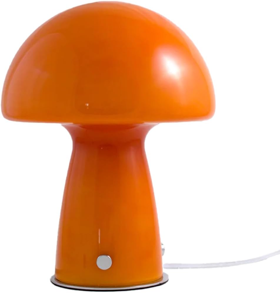 Midcentury – Lámpara de mesa de seta de vidrio importado, lámpara táctil LED de alta calidad para decoración moderna de mediados de siglo o