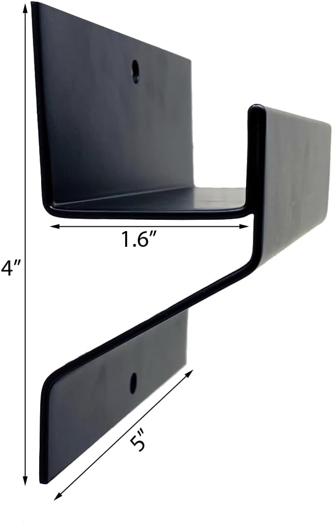Tetra-Teknica GMH-02 – Escalera de montaje en pared de acero de 4 pulgadas y colgador de carretilla, negro mate