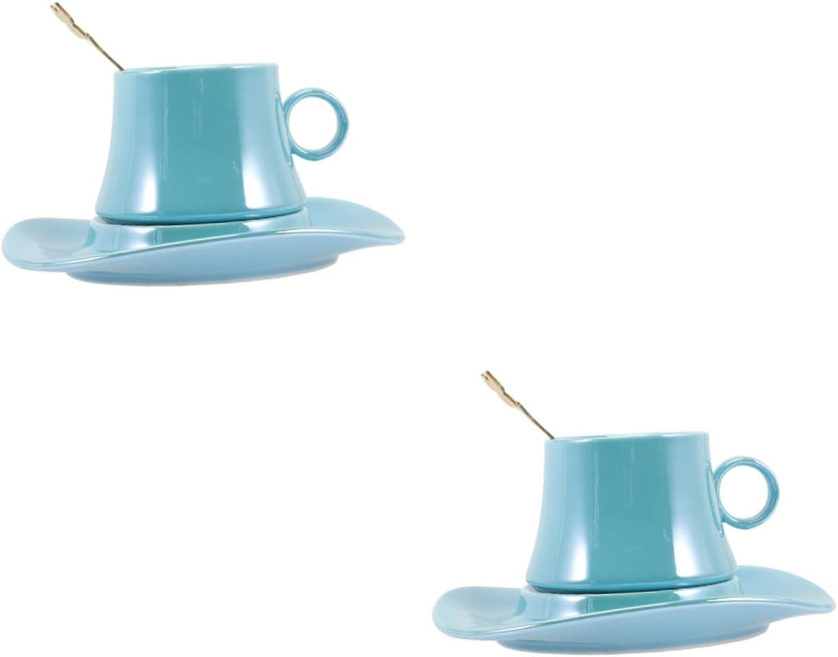ABOOFAN 2 juegos de vasos de café de cerámica, tazas de té y platillo, taza de té con leche, taza de té de porcelana, taza de café, taza de té de