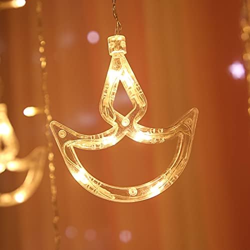 KEPATO Diwali – Tira de luces de 12 luces Diya, 138 luces LED, funciona con pilas, guirnalda de luces indias Diwali para decoración del hogar, pared